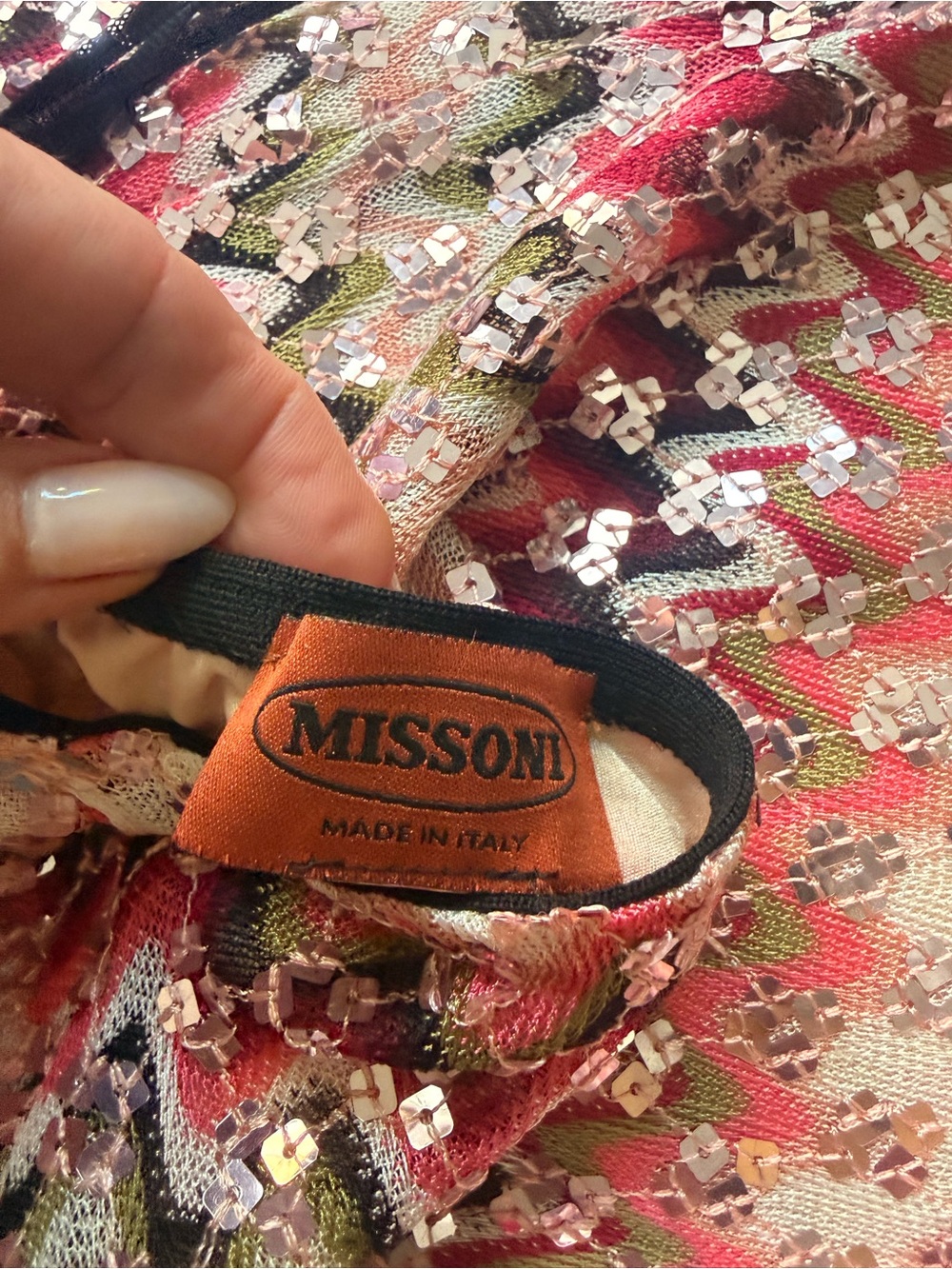 Missoni Girls Multicolor Sequin Zigzag Dress - Pink, Green, Black